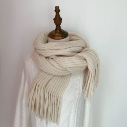 Thick and Warm Knitted Scarf with Tassel - Image 4