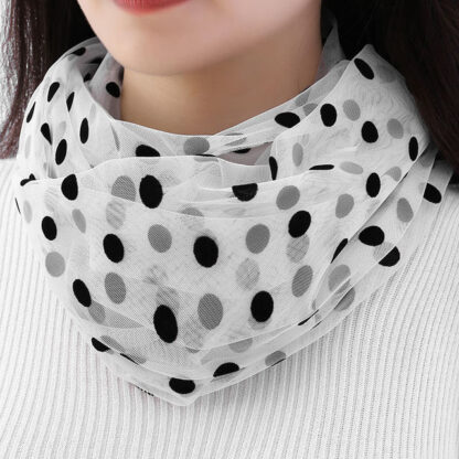 Dot Flocking Mesh Scarf for Women - Image 5