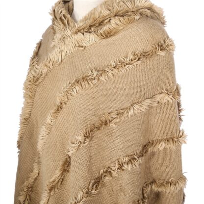 Hooded Tassel Knit Poncho - Image 3