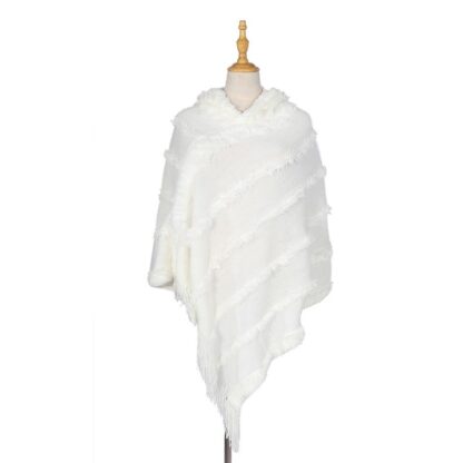 Hooded Tassel Knit Poncho - Image 6