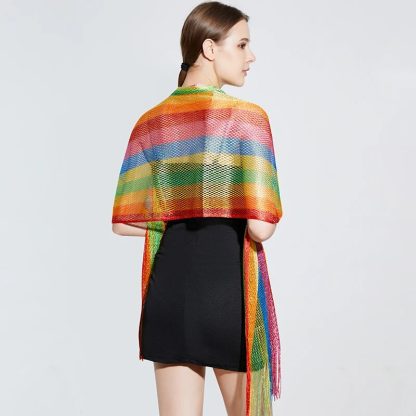 Rainbow Stripe Sunscreen Shawl - Image 2