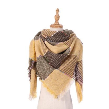 Triangle Knitted Plaid Shawl - Image 4
