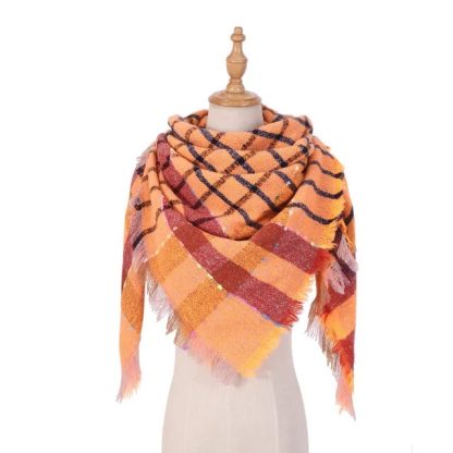 Triangle Knitted Plaid Shawl - Image 6