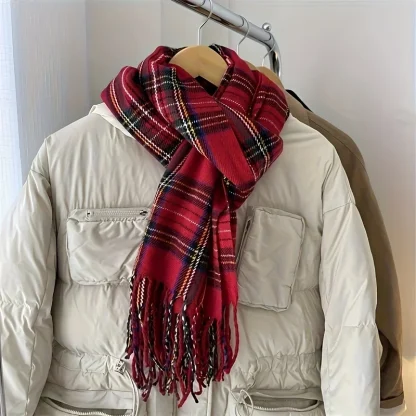 Vintage Plaid Wrap Scarf - Image 4