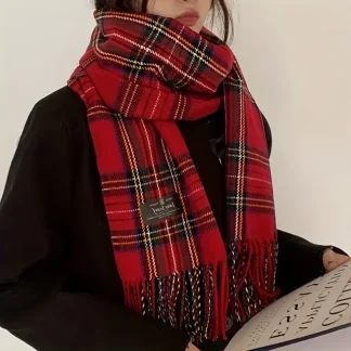 Vintage Plaid Wrap Scarf