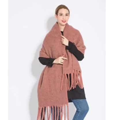 Elegant Plaid Tassel Scarf - Image 5