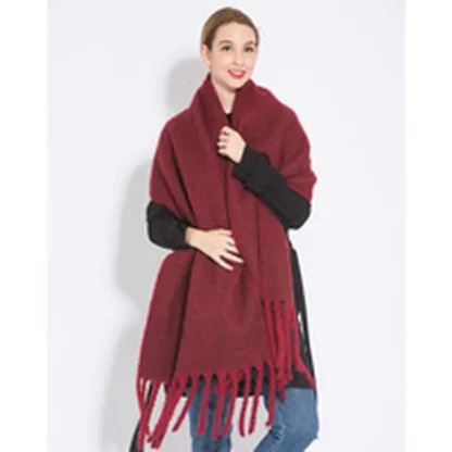 Elegant Plaid Tassel Scarf - Image 3